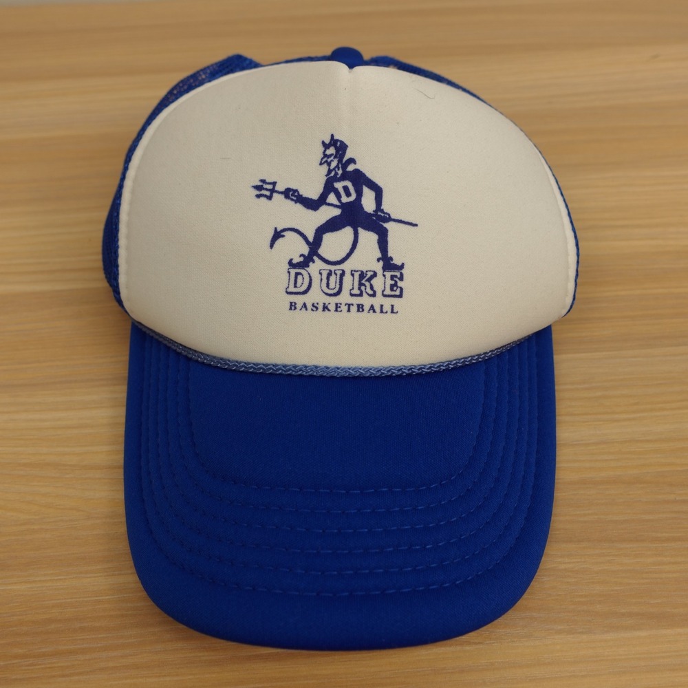 Vintage Duke Basketball Blue Devils Trucker Hat Blue White Rope Snapback NISSUN